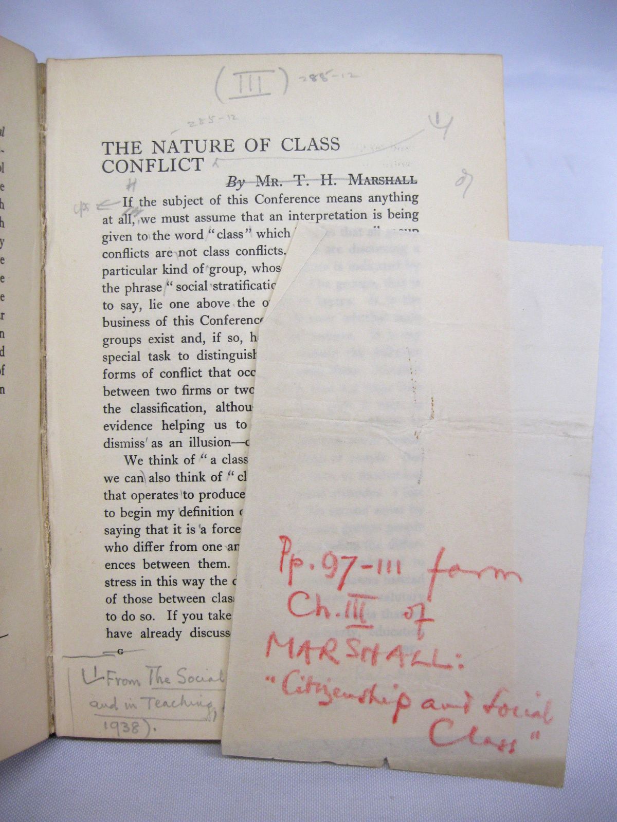 Class Conflict & Social Stratification by T.H. Marshall