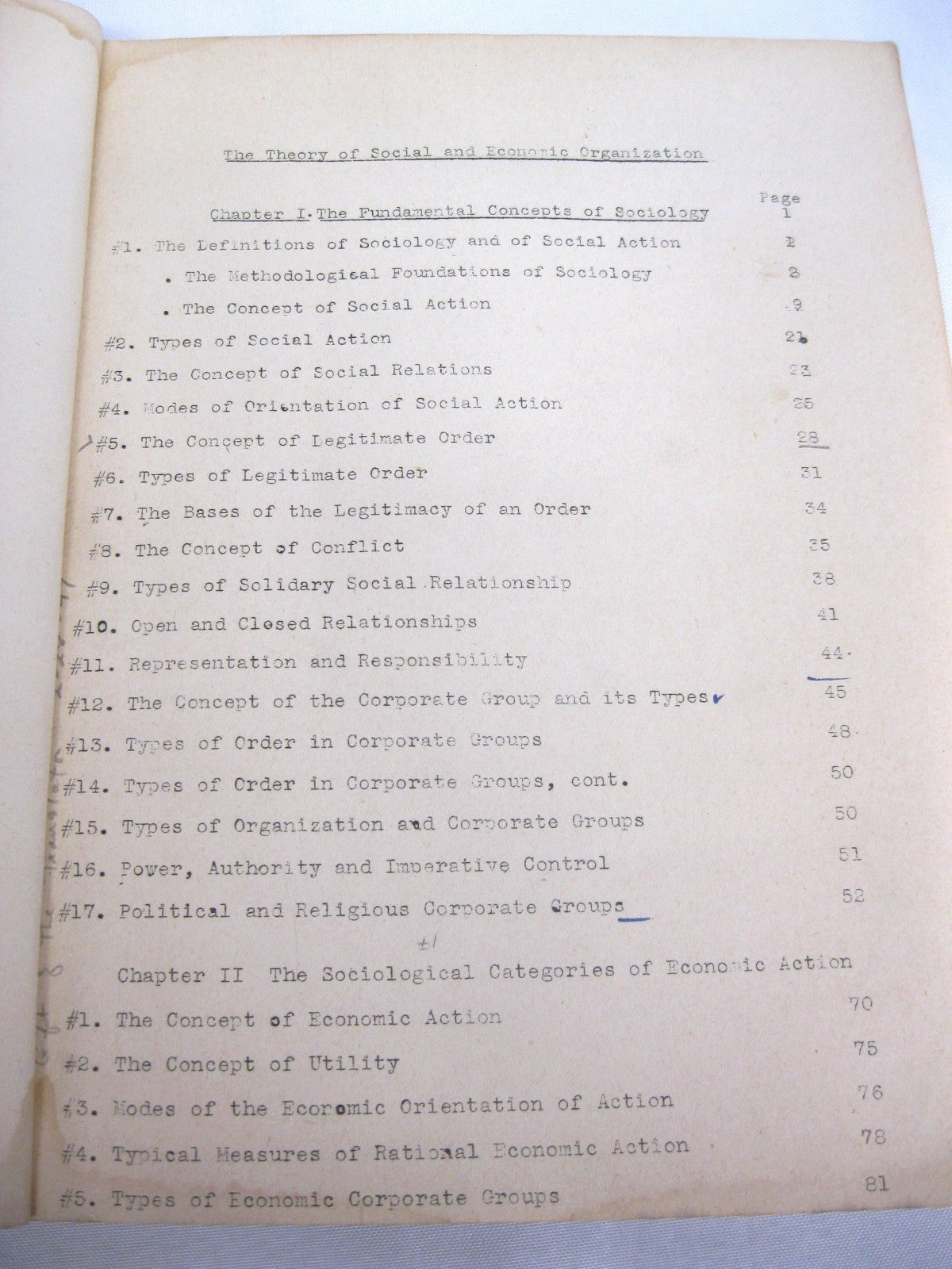 Theory of Social & Economic Organization by Max Weber translated by Talcott Parsons