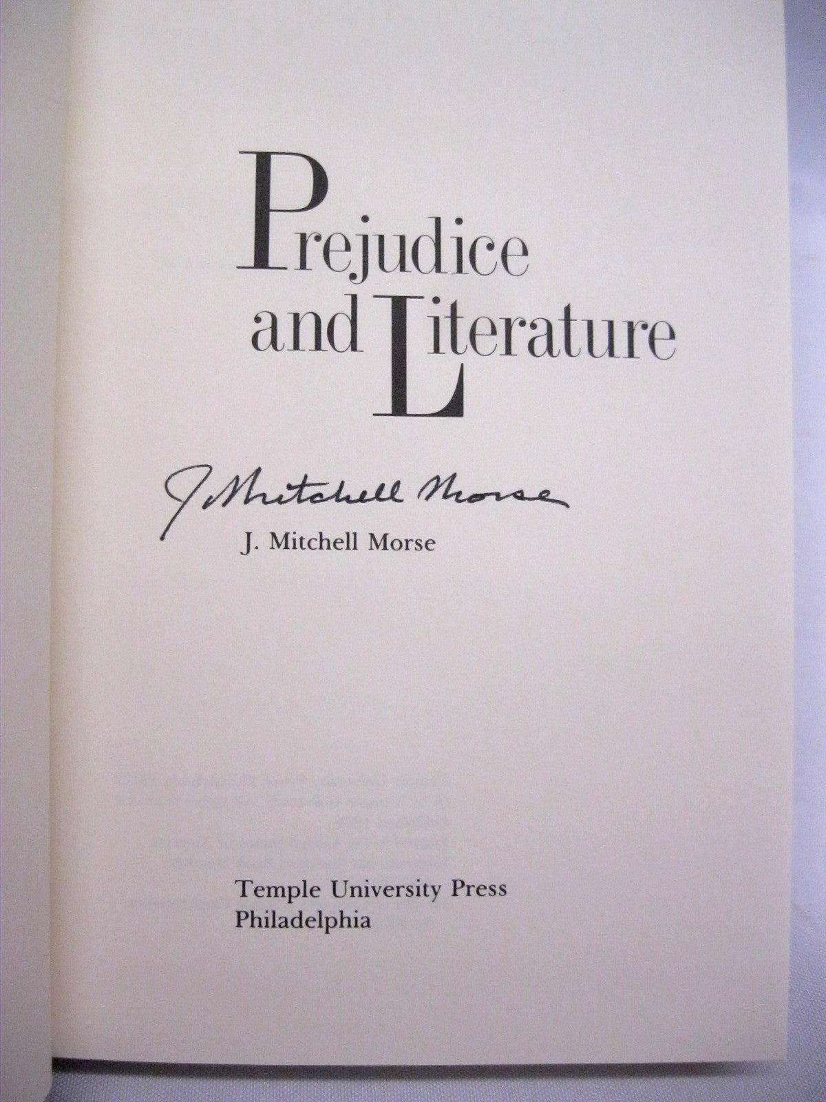 Prejudice and Literature by J. Mitchell Morse