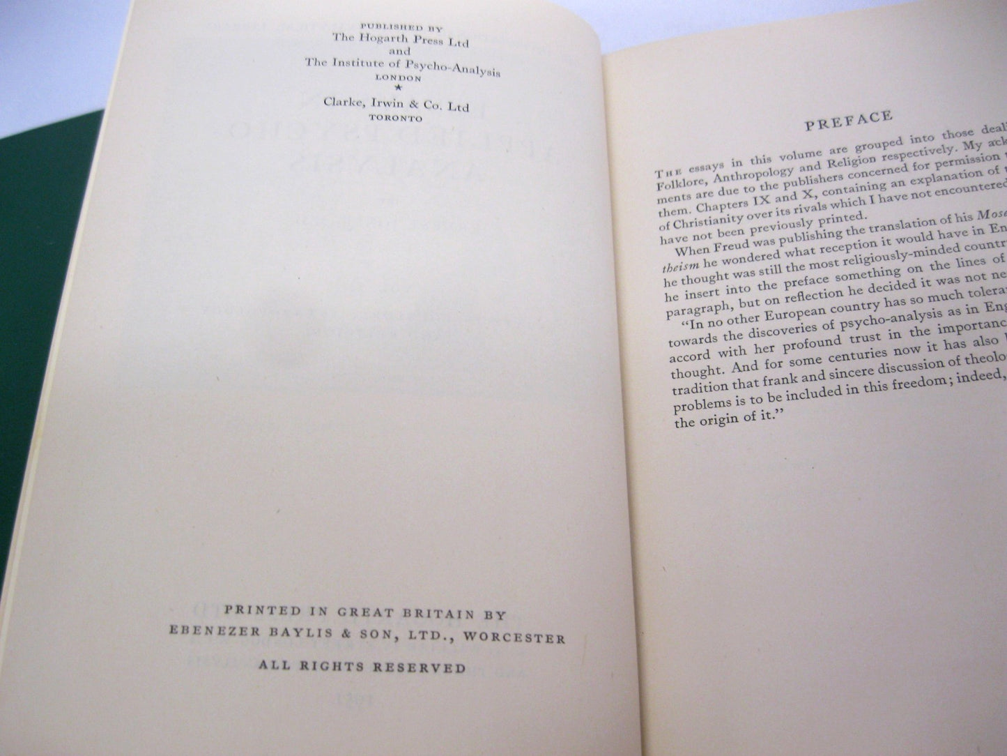 Essays in Applied Psychoanalysis by Ernest Jones [Saul Rosenzweig's copy]
