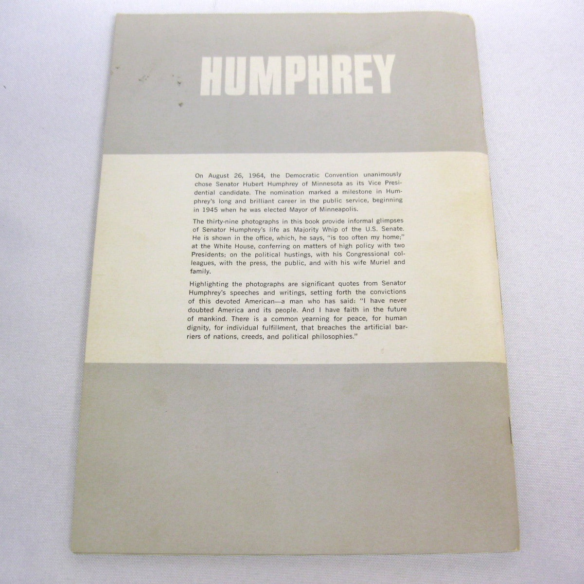 HUMPHREY by Senator Hubert Humphrey