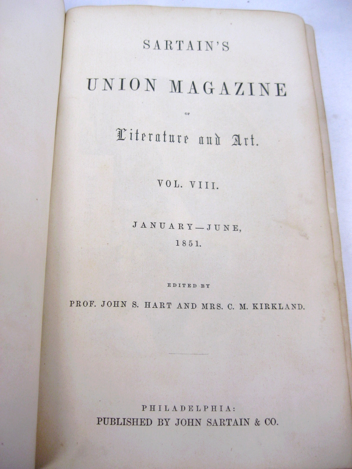 Sartain's Union Magazine for 1851