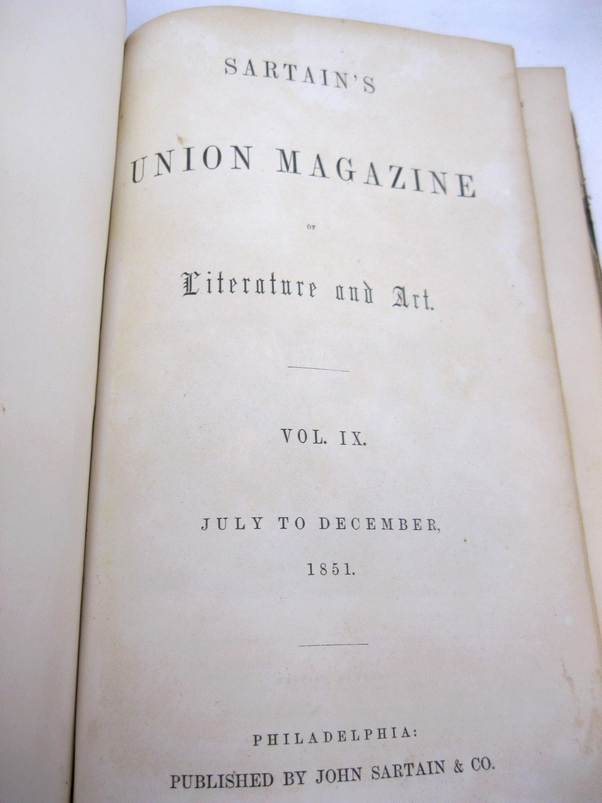 Sartain's Union Magazine for 1851