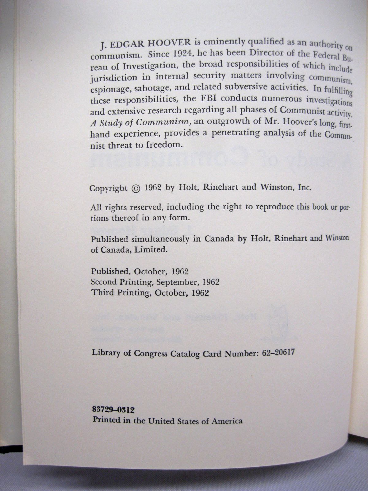 A Study of Communism by J. Edgar Hoover