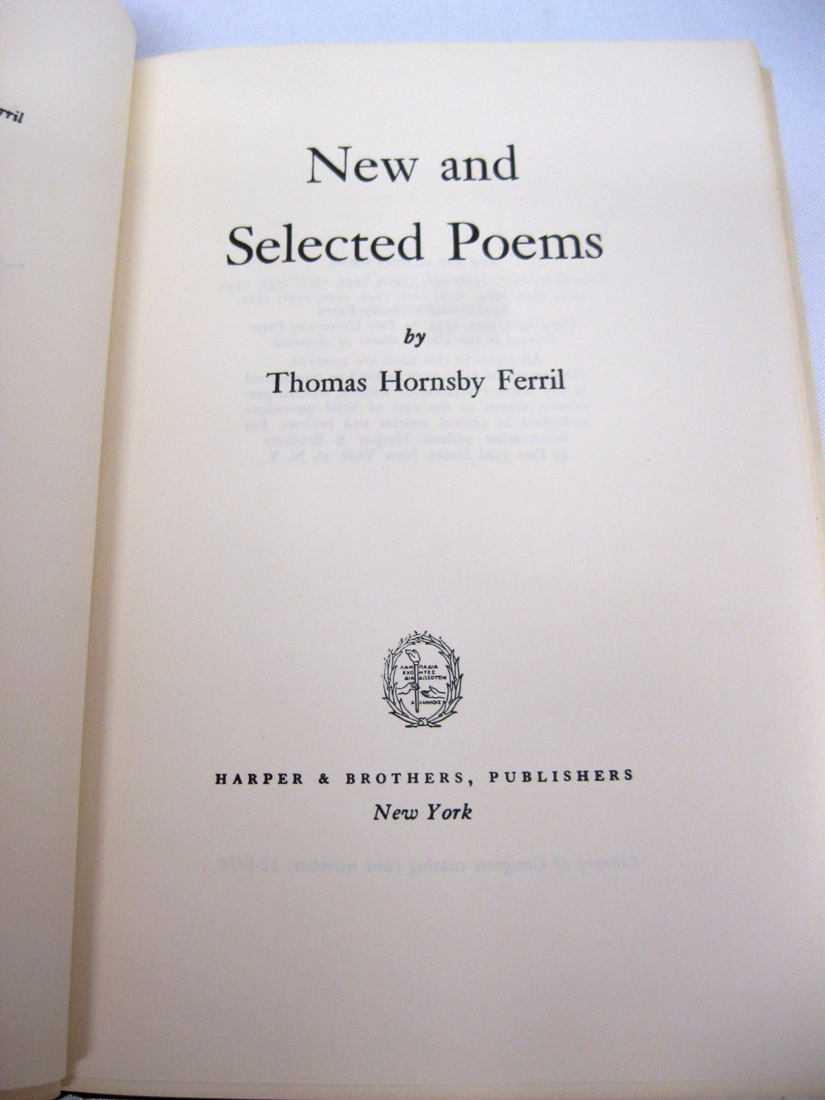 New and Selected Poems by Thomas Hornsby Ferril