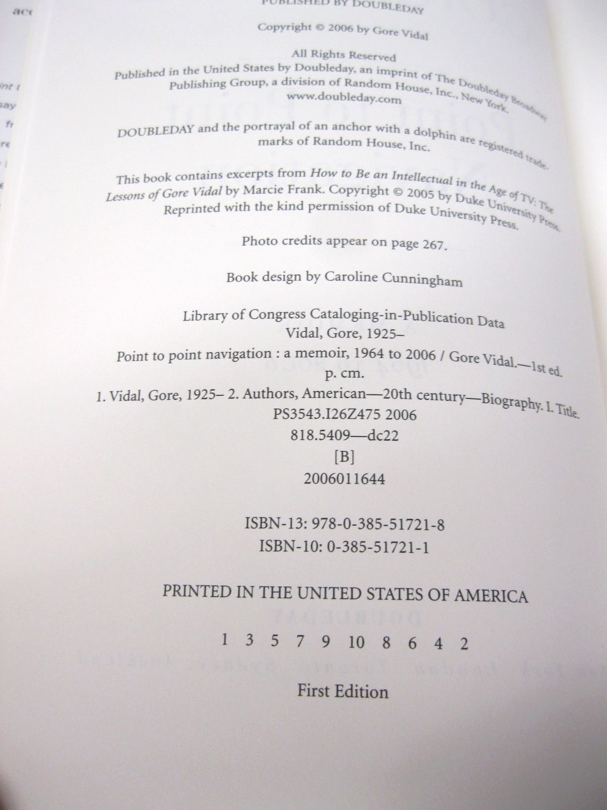 Point to Point Navigation, a memoir 1964-2006 by Gore Vidal