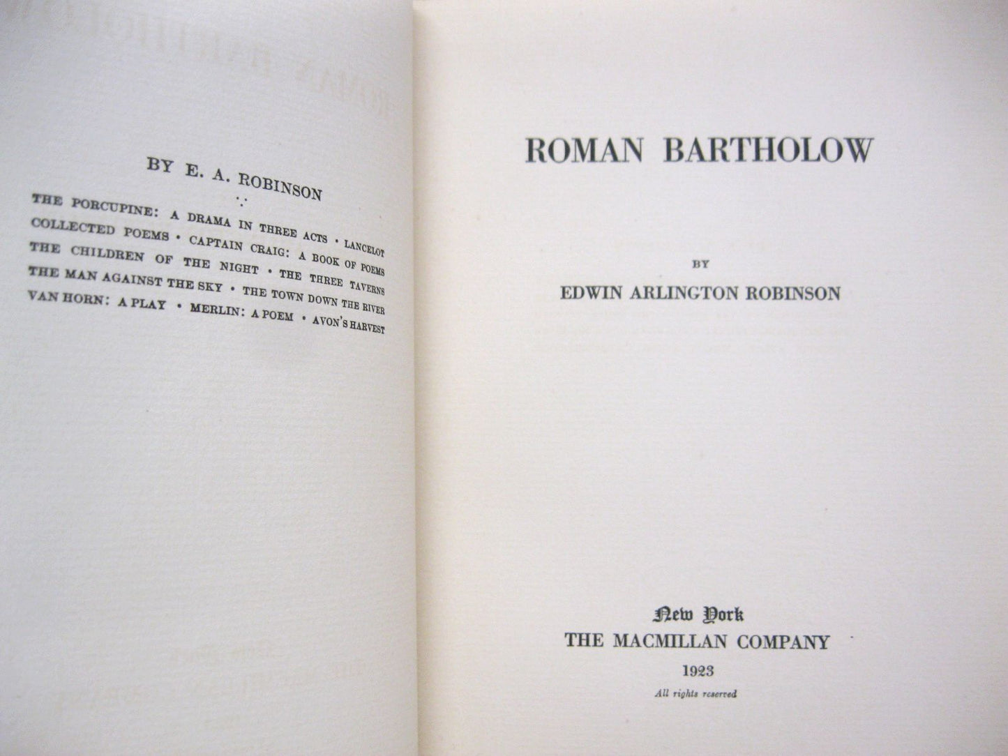 Roman Bartholow by Edwin Arlington Robinson