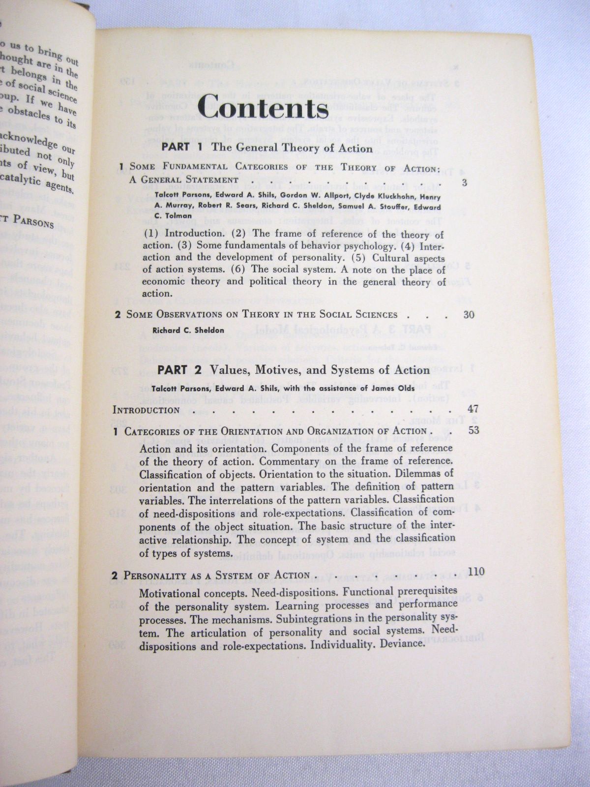 Toward a General Theory of Action edited by Talcott Parsons and Edward A. Shils