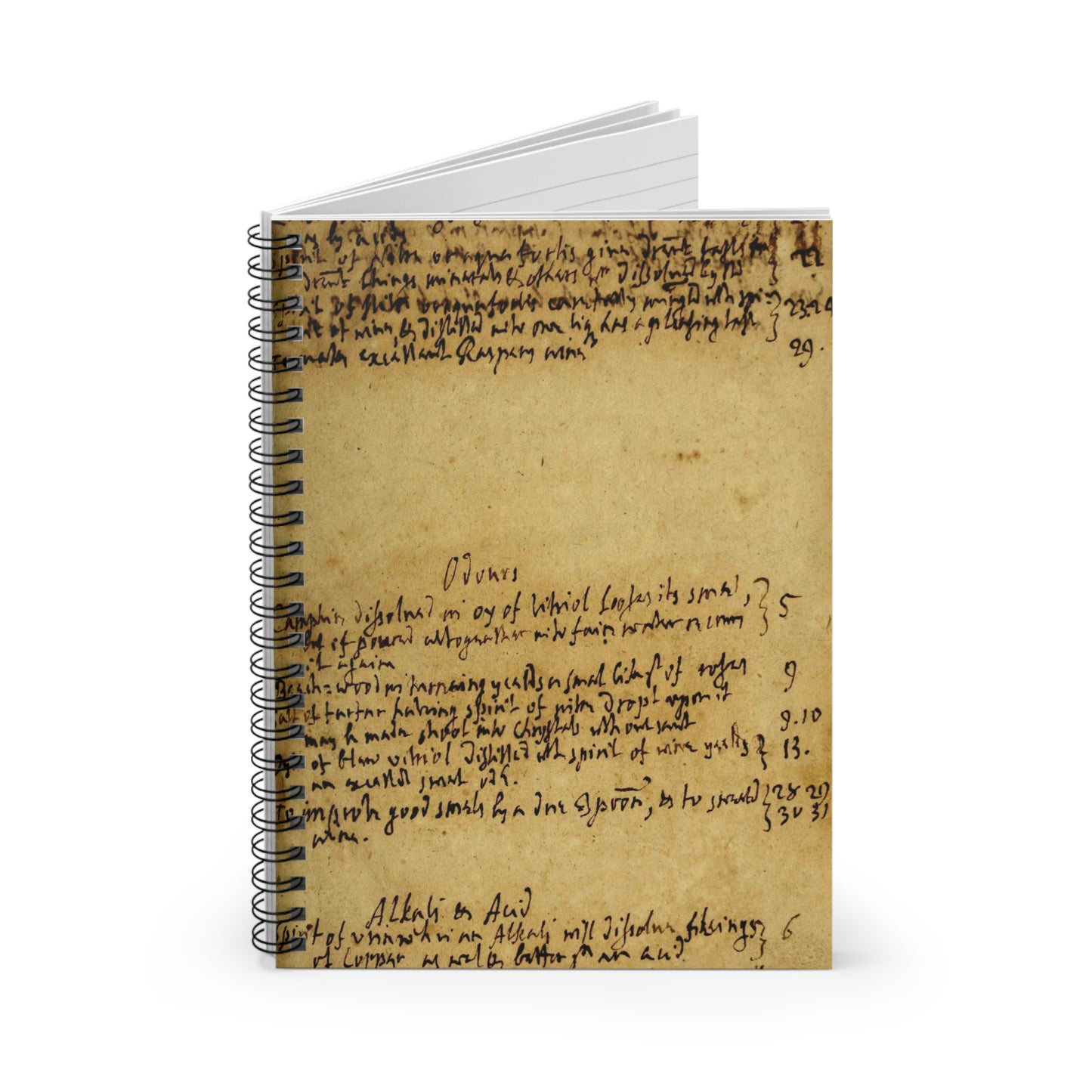 Spiral Notebook 17th Century Handwritten Notes - Ruled Line