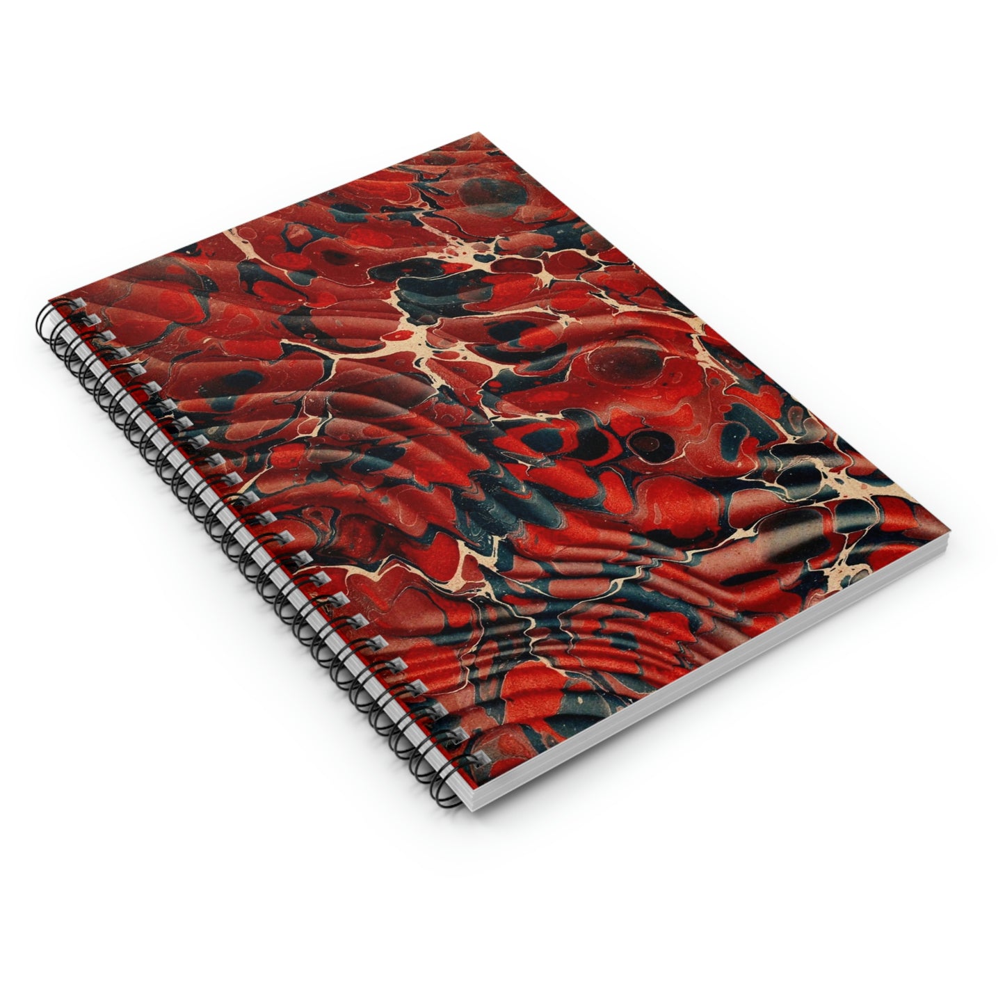 Spiral Notebook Dark Red Dark Blue Marbling - Ruled Line