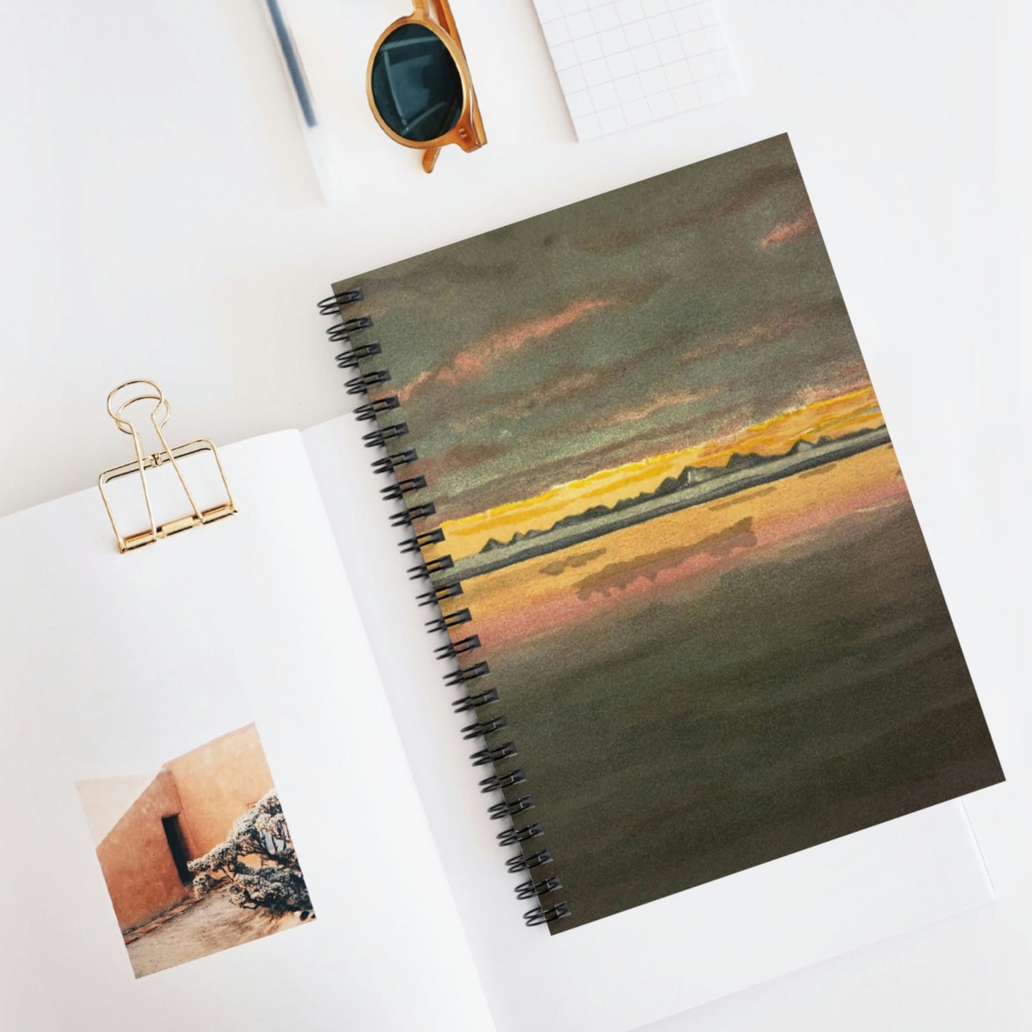 Spiral Notebook Sunset off the North Coast of Asia 1893 Water-Color - Ruled Line