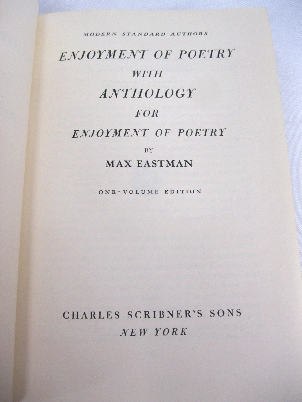 Enjoyment of Poetry Anthology by Max Eastman