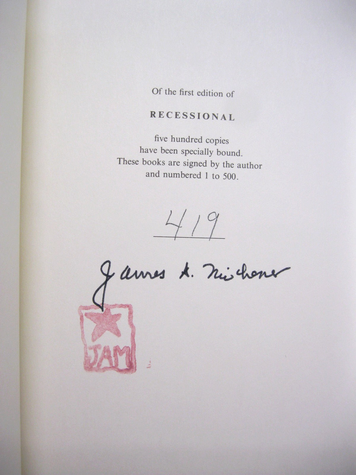 Recessional by James A. Michener