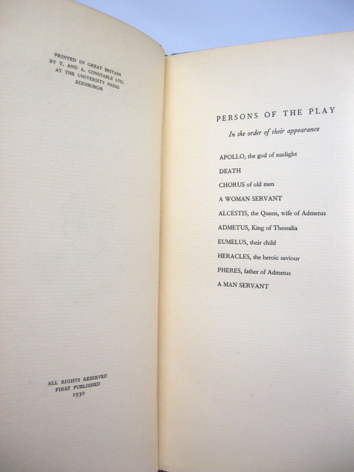 Alcestis by Euripides and translated by Richard Aldington