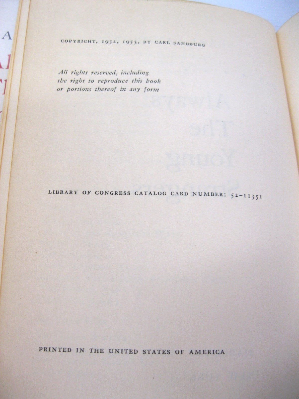 Always the Young Strangers by Carl Sandburg