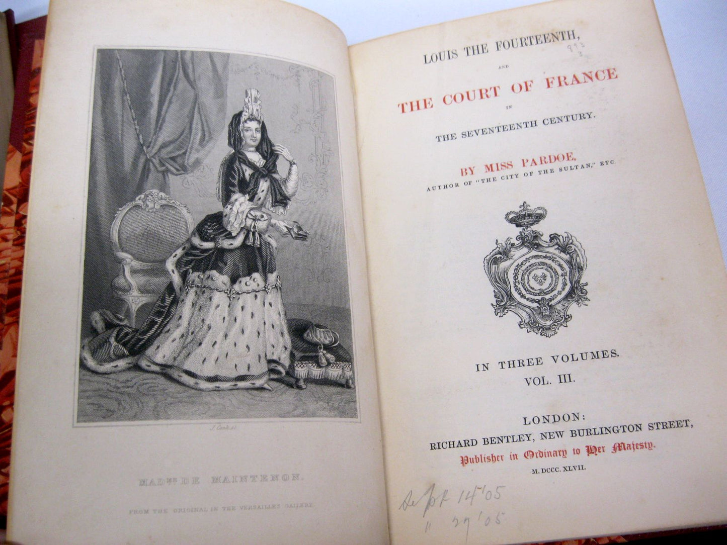 Louis XIV The Court of France in the 17th Century by Miss Pardoe