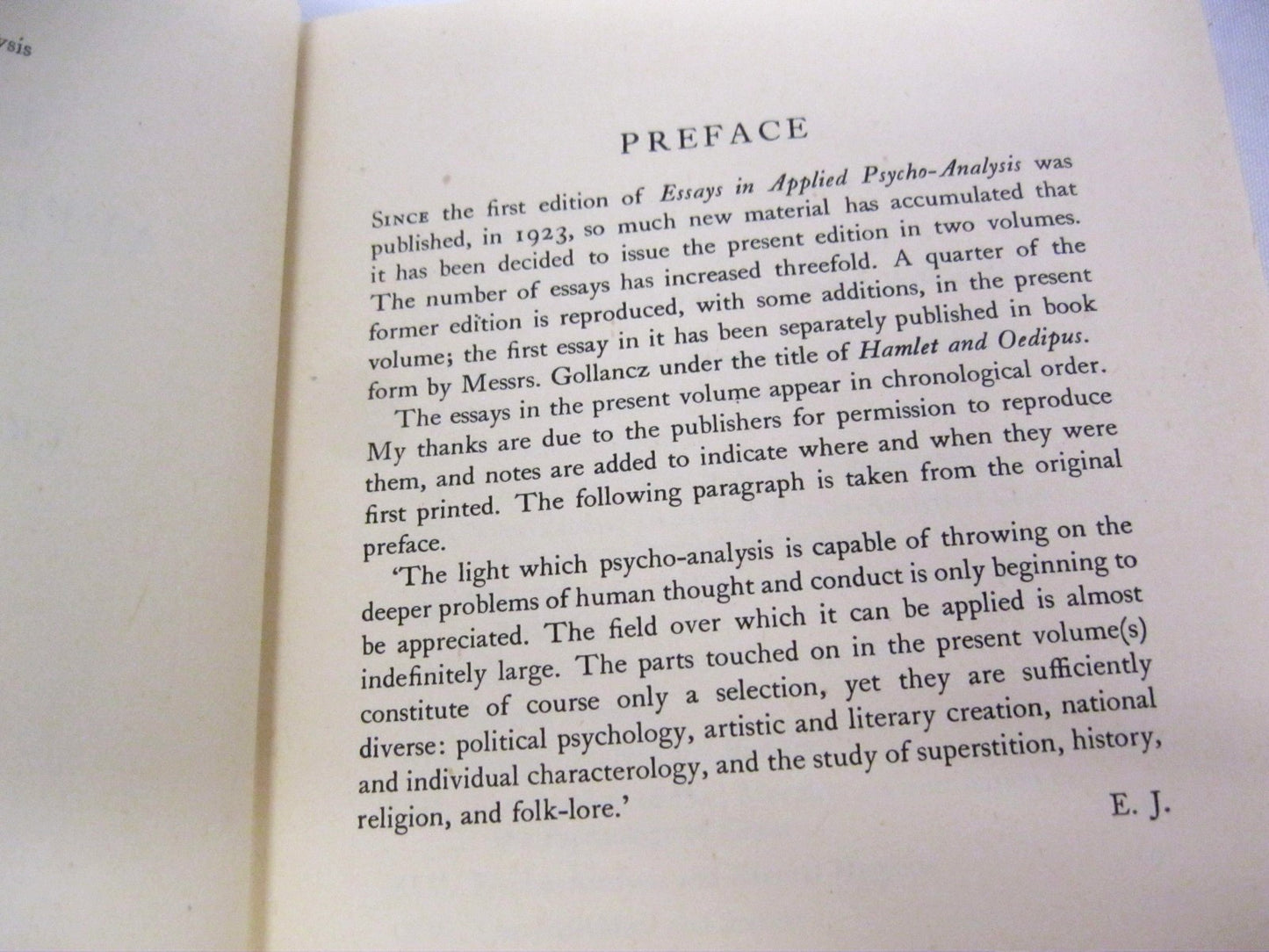 Essays in Applied Psychoanalysis by Ernest Jones [Saul Rosenzweig's copy]