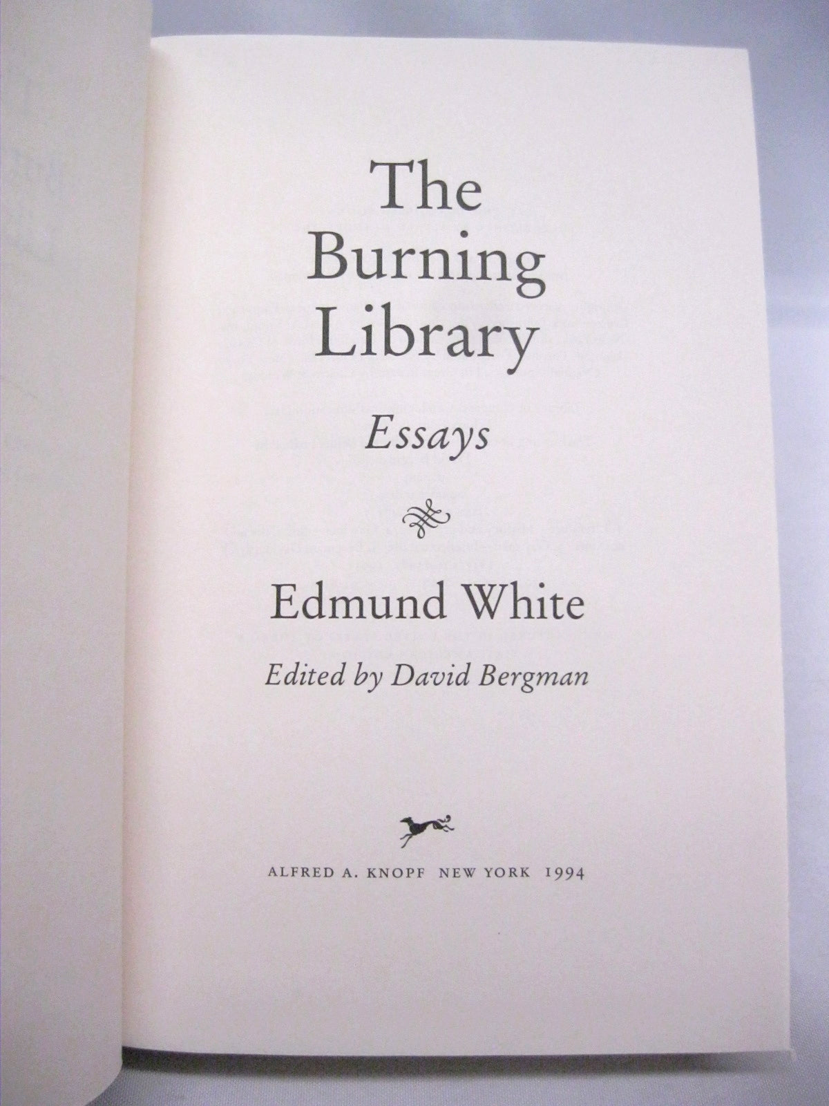 The Burning Library, essays by Edmund White