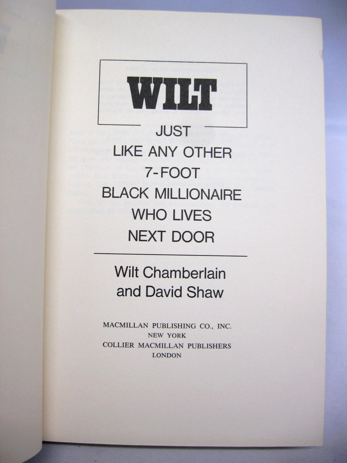 Wilt by Wilt Chamberlain with David Shaw