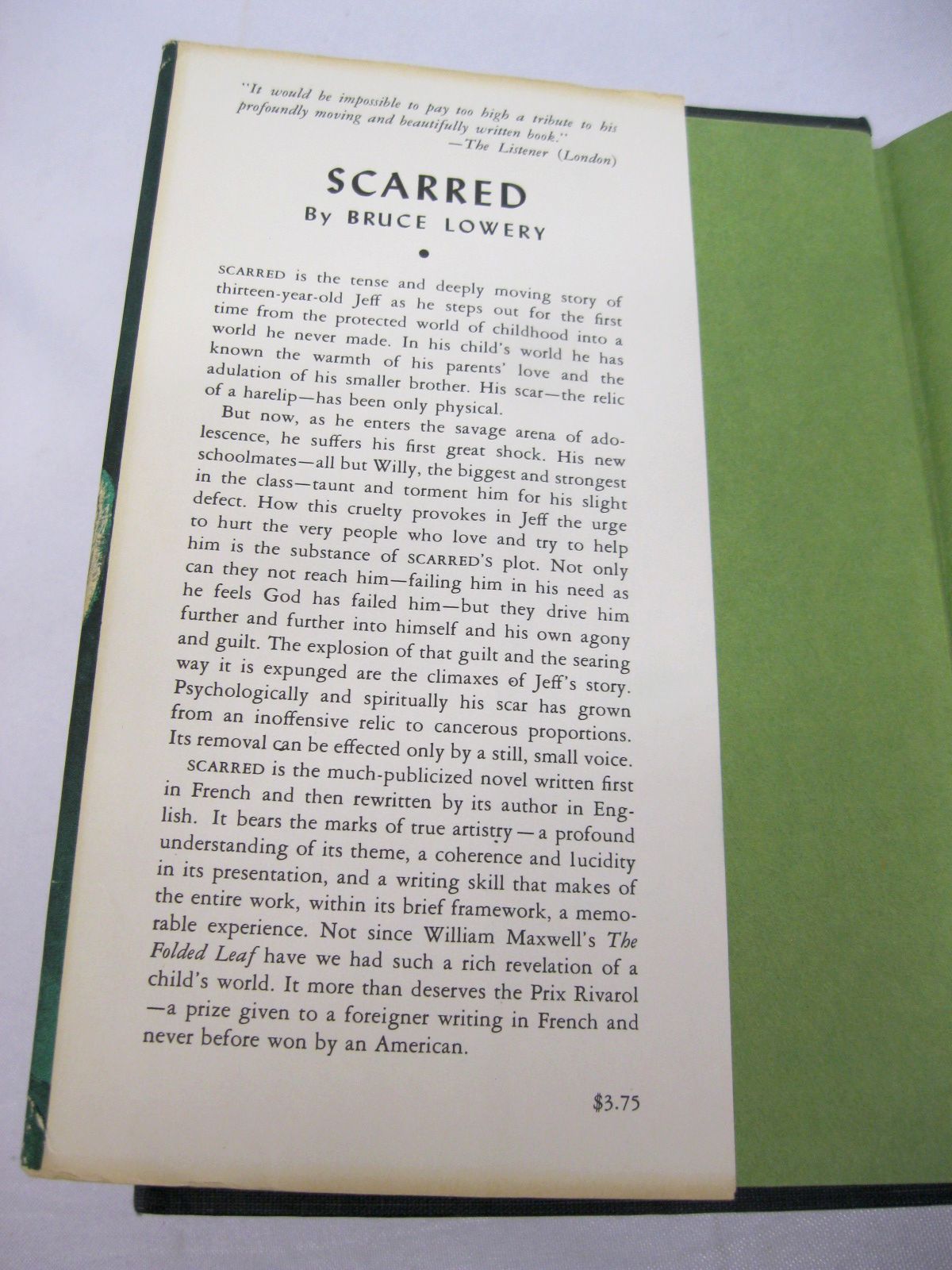 Scarred by Bruce Lowery [with letter from author to Helen Bonfils]