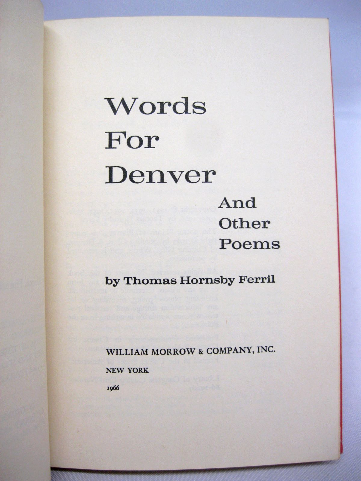 Words for Denver and other poems by Thomas Hornsby Ferril