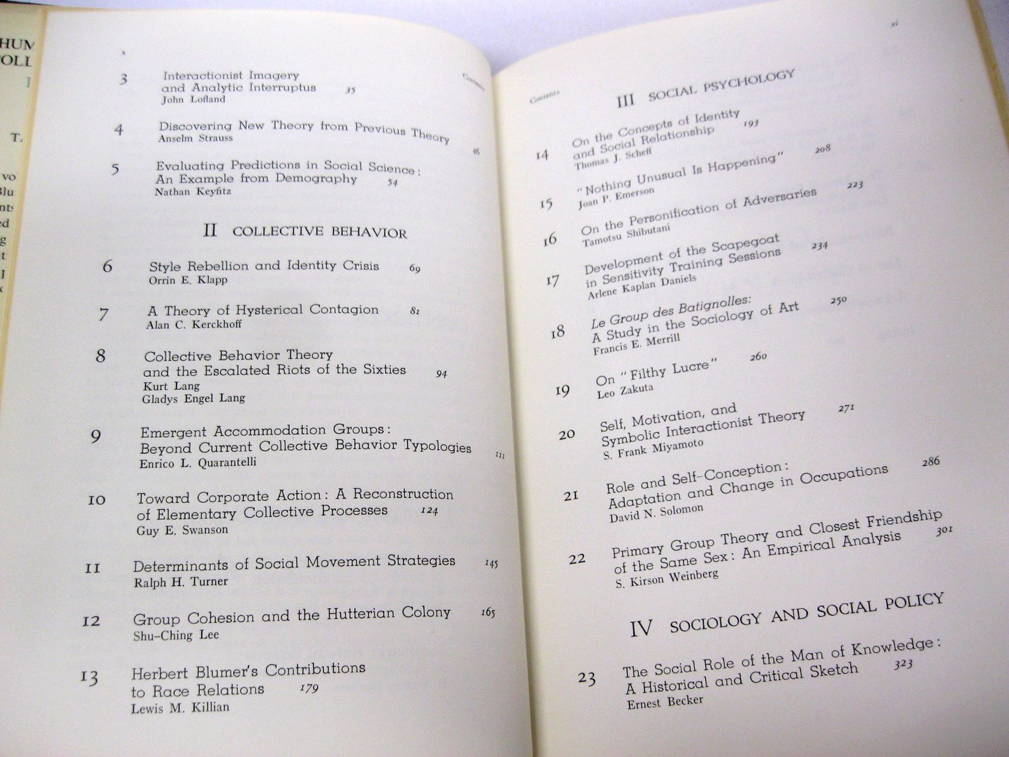 Human Nature and Collective Behavior: Papers in Honor of Herbert Blumer edited by Tamotsu Shibutani