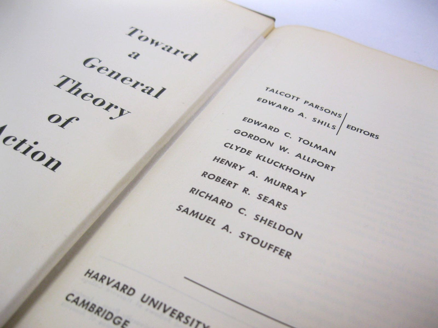 Toward a General Theory of Action edited by Talcott Parsons and Edward A. Shils
