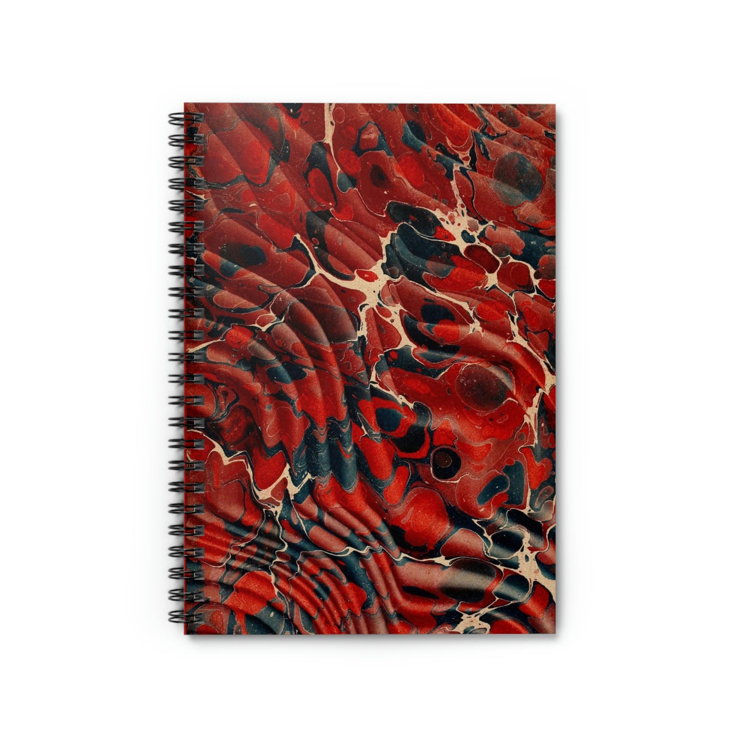 Spiral Notebook Dark Red Dark Blue Marbling - Ruled Line