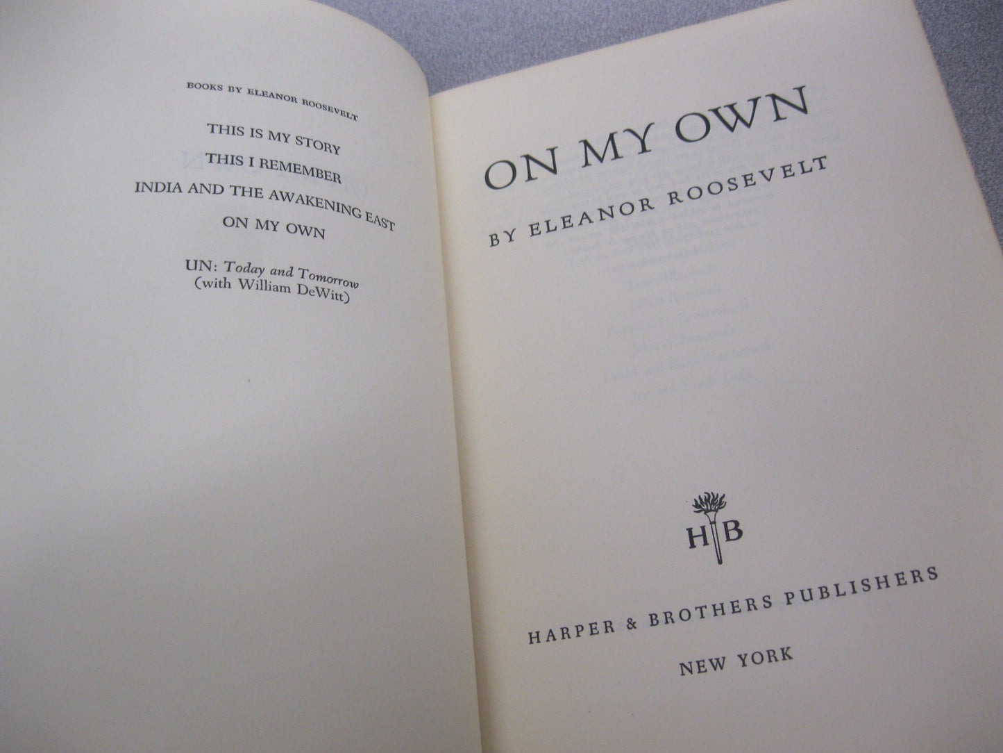 On My Own by Eleanor Roosevelt
