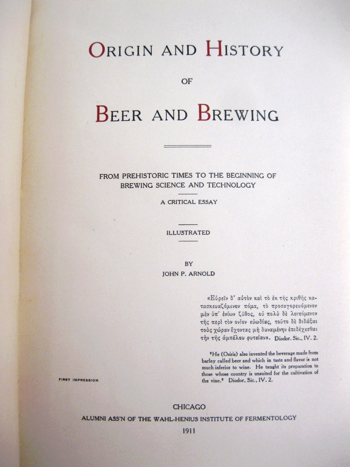 Origin and History of Beer and Brewing by John Arnold