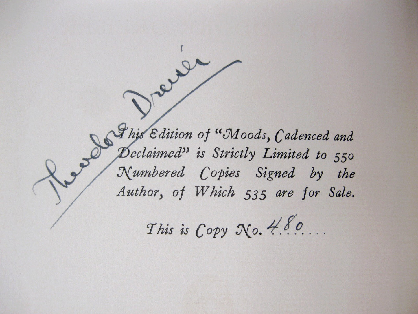 Moods: Cadenced and Declaimed by Theodore Dreiser