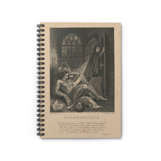 Spiral Notebook Frankenstein Frontispiece Illustration - Ruled Line