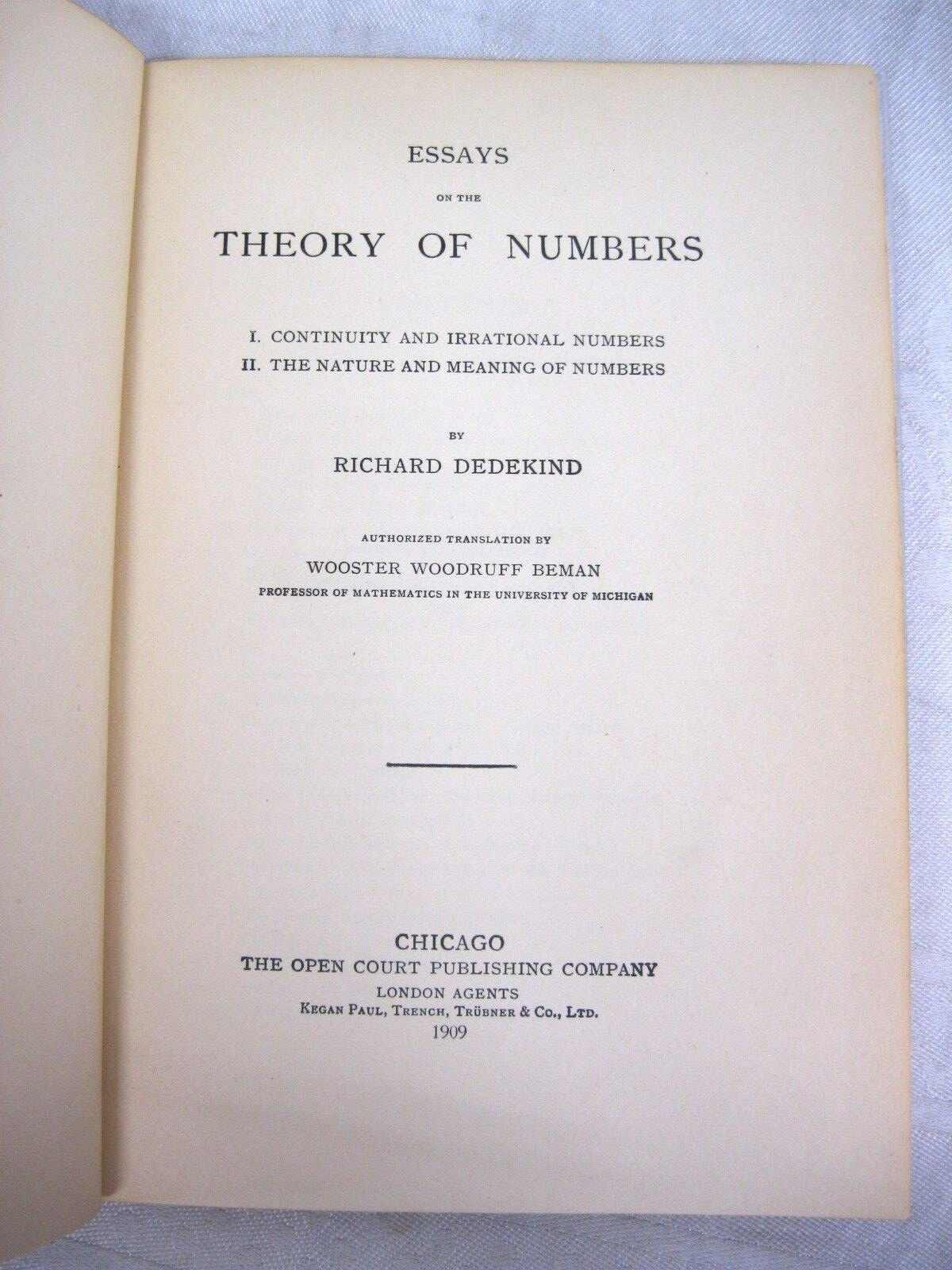 Essays on the Theory of Numbers by Richard Dedekind